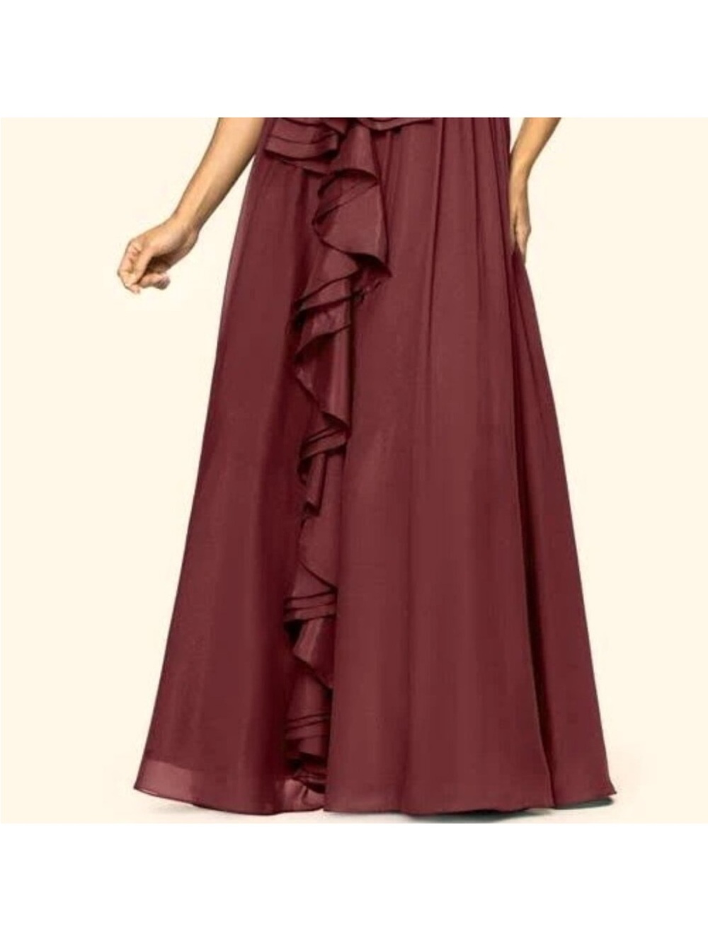 NWOT Xscape Ruffled Formal Evening Gown in Burgundy/Wine - Picture 2 of 12